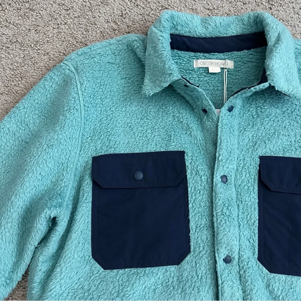 Outerknown Skyline Fleece Sherpa Shirt Jacket Mens XL Blue